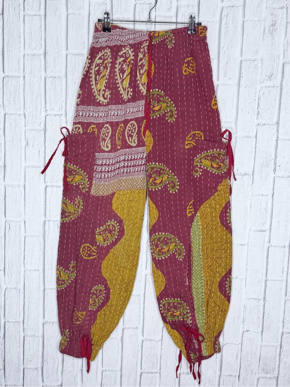 ♥️ She’s1Oak Kantha Cargo Harem Pants One Size 100% Cotton Boho
